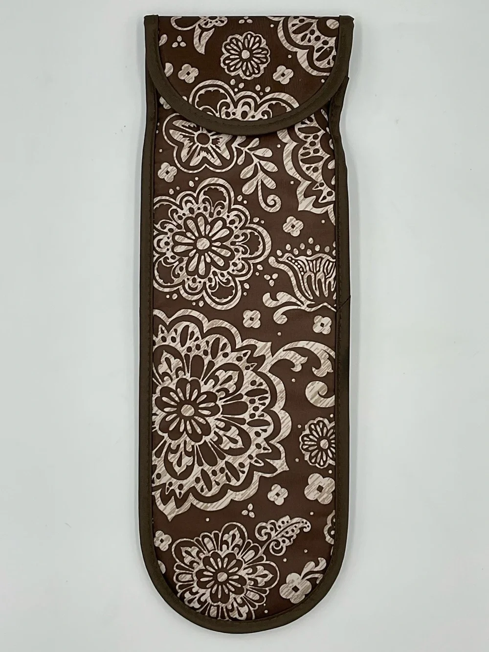 Thirty-One Brown Woodblock Floral Curling Flat Iron Case